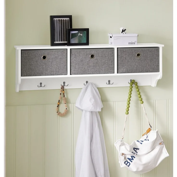SoBuy FRG282-W Wandgarderobe, MDF, Lackiert, Weiß, 100 x 30 x 20 cm – Bild 9
