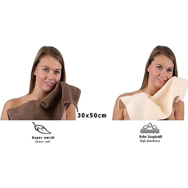 Betz Gästehandtücher 10 Stück Gästetuch Set Premium 30x50 cm Farbe nussbraun und beige, 100% Baumwolle (Set, 10-St) – Bild 6