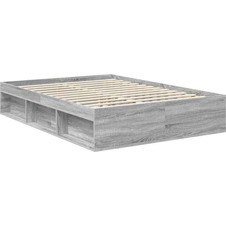 vidaXL Bettrahmen Graues Sonoma 140 x 190 cm Massives Kiefernholz 3412493 – Bild 4