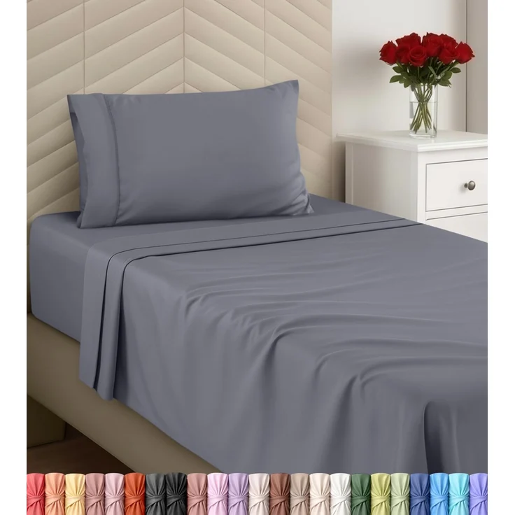 Utopia Bedding Twin XL Bettlaken-Sets – gebürstete Mikrofaser – weiche Bettlaken für Doppelbett XL – beinhaltet 1 Spannbetttuch, 1 Flachbett und 1 Kissenbezug, Tiefe Tasche (Grau)