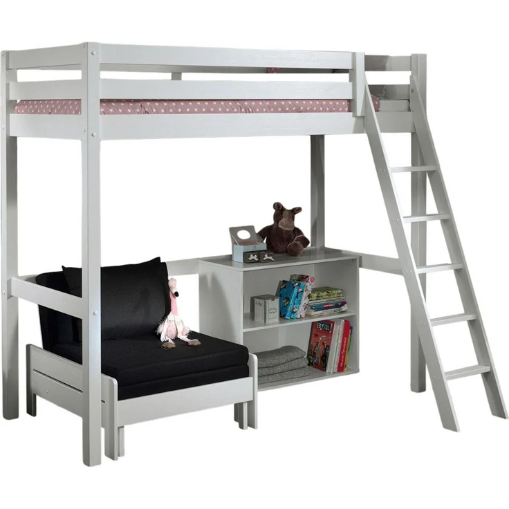Hochbett Karolina 209x165x190 Kinderbett Massivholz+MDF Weiß – Bild 1
