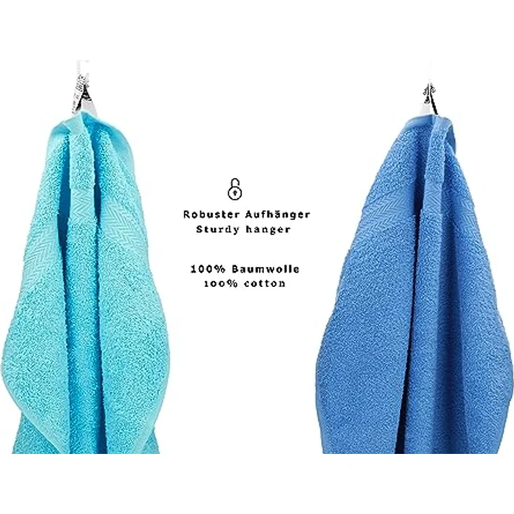 Betz Gästehandtücher 10 Stück Gästehandtücher Premium 100% Baumwolle Gästetuch-Set 30x50 cm Farbe türkis und hellblau, 100% Baumwolle – Bild 5