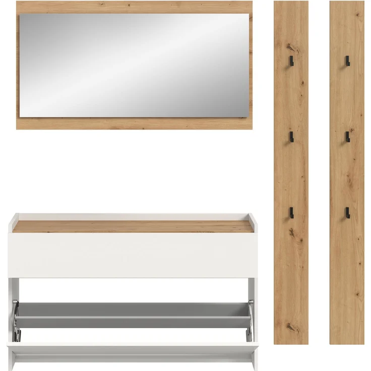 Garderobenkombination B/H/T: 192x172x32 cm in weiß Nachbildung und Artisan Oak Nachbildung – Bild 3