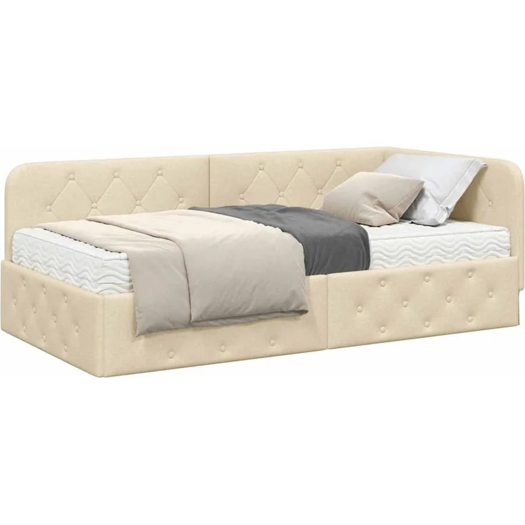 vidaXL Eckbettgestell Creme 100 x 200 cm Stoff 3394059 – Bild 2