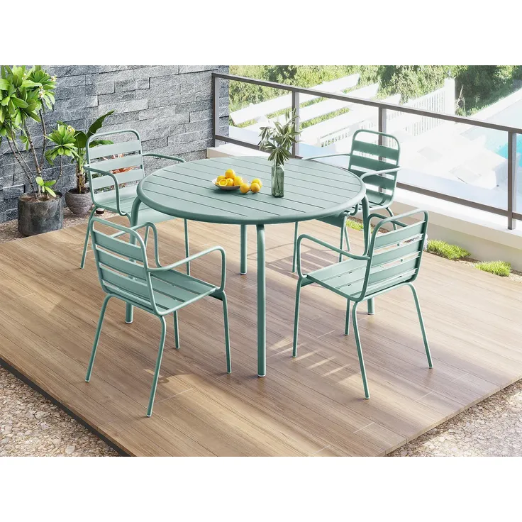 Vente-unique - MIRMANDE Gartenessgruppe Metall Grün - B 59 cm110 cm x H 74 cm79 cm x L 56 cm110 cm