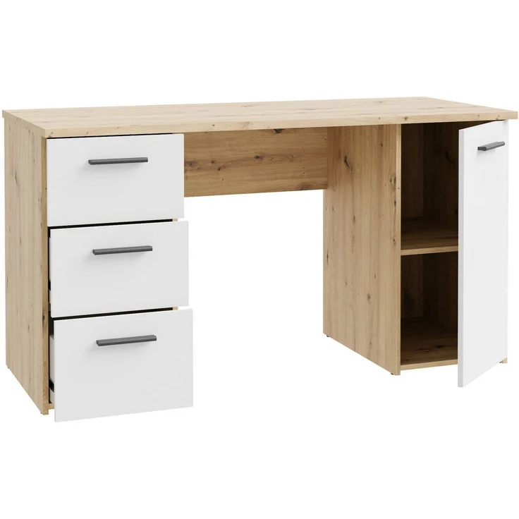 FORTE Schreibtisch Neuss, mit 3 Schubladen & 1 Tür, funktional, Breite 138 cm – Bild 3