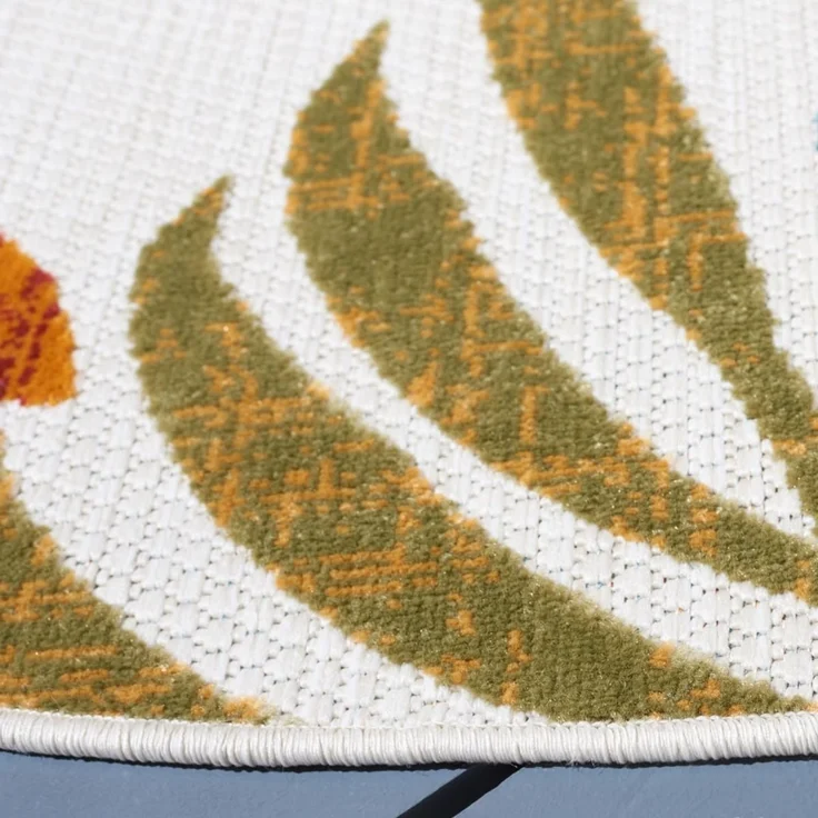 SAFAVIEH Modern Teppich für Innen - & Außenbereich - Cabana Collection, Kurzer Flor, Creme und Rot, 91 X 91 cm