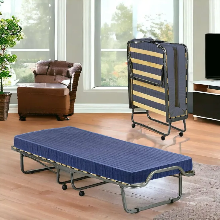 Dmora Klappbett Citrino, Feldbett mit 15 Latten, platzsparendes Kinderbett, 100 % Made in Italy, 80 x 200 x 40 cm, inklusive Matratze