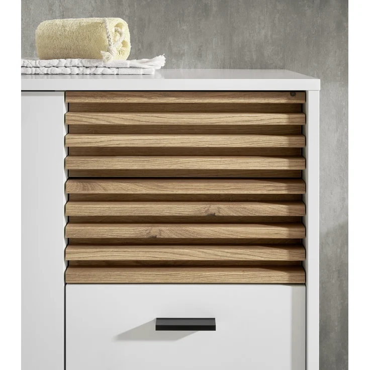 Badezimmer-Set >Liguria< (2-tlg.) in Weiß / Evoke Eiche Dekor - 80x191x40 (BxHxT) – Bild 7