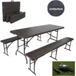 TrutzHolm Bierzeltgarnitur, 3-teilig, klappbar, Kunststoff grau / Stahl, 180 x 75 x 74 cm