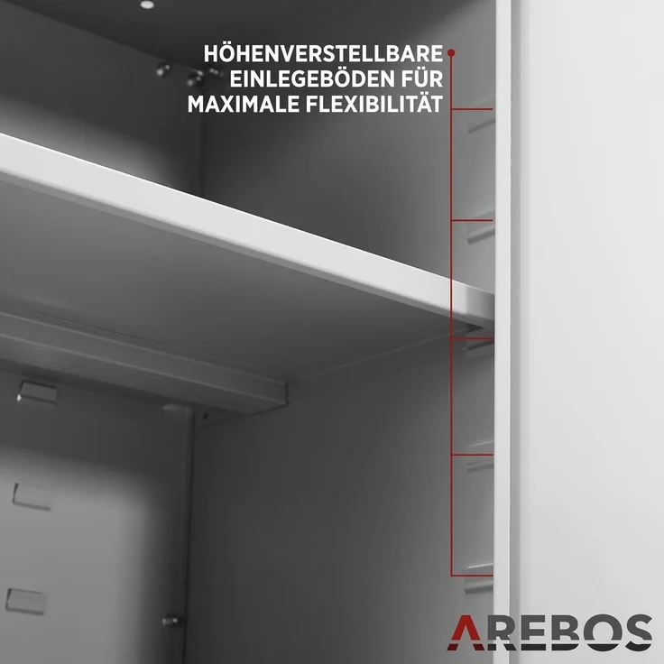 Arebos Aktenschrank Büroschrank Materialschrank Stahlschrank Rollen 140x90x40 cm (Stück, Grau) – Bild 7