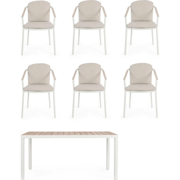 7er Garten-Set Seluia - Aluminium Off-White & Olefin Naturbeige, inkl. Kissen – Bild 4
