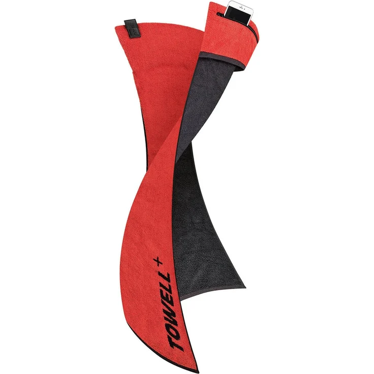 Stryve | Towell + Sporthandtuch | 40x90cm | integrierter Tasche | Rot Schwarz | 100% Baumwolle | ideal für Fitnessstudio & Outdoor-Aktivitäten – Bild 2