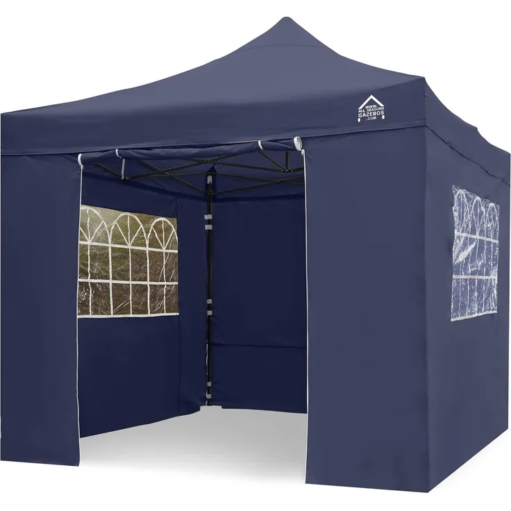 All Seasons Gazebos 3x3 m vollständig wasserdichtes Faltpavillon mit 4 hochwertigen Seitenteilen - Marineblau