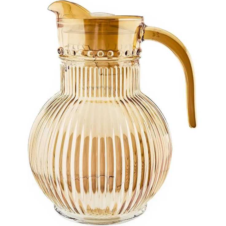 Ripple Karaffenset aus Glas – 1,8 Liter Karaffe mit 6 Gläsern Braun/Gold – Bild 2