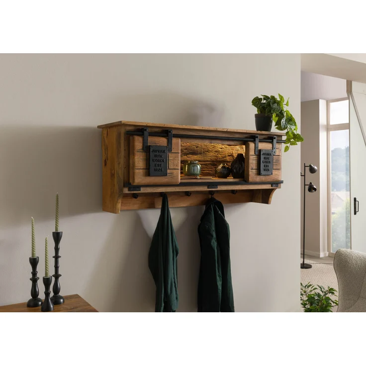 Wandregal Mango / Altholz 115x30x45 natur lackiert RAILWAY LUX #150 – Bild 3