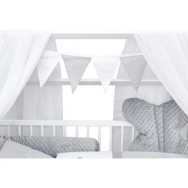 Baby-Delux Komplettbett Hausbett Babybett Schutzgitter Komplettset, 10-tlg, Kinderbett 60x120 cm weiß, Bettset verschiedene Designs – Bild 3