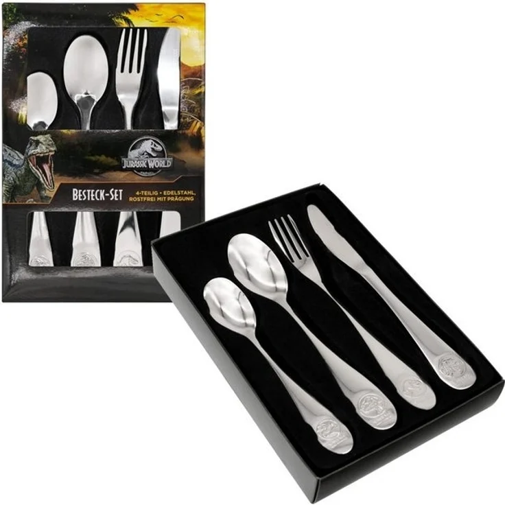 Jurassic World Kinderbesteck Kinder Besteck-Set Jurassic World 4-teilig Messer, Gabel, Löffel (4-tlg) – Bild 4
