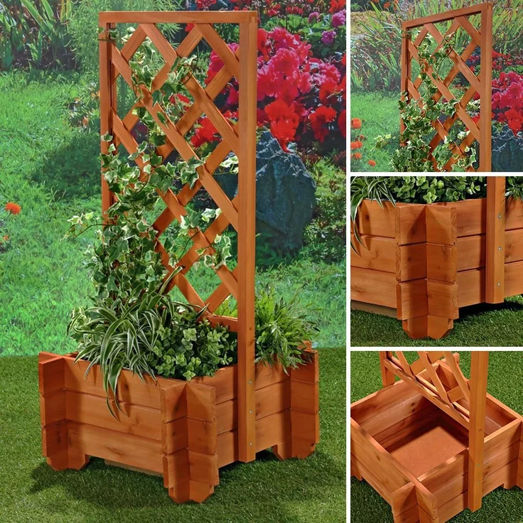 2x Rosenbogen + Pflanzkübel Pergola Spalier Blumenkübel Rankhilfe Torbogen Holz – Bild 8
