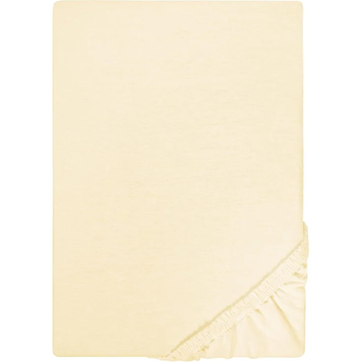 Biberna Jersey-Spannbetttuch, 100 % Baumwolle, Hellgelb, 1x 90x190 cm - 100x200 cm – Bild 1