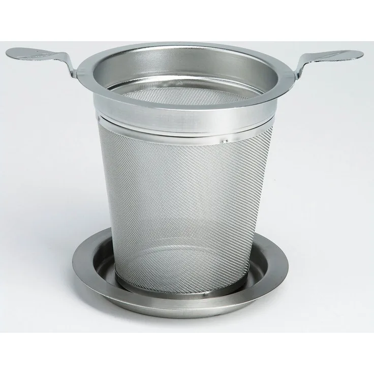 TeaLogic Teesieb Edelstahl groß Doppelhenkel Abtropftablett Durchmesser innen 80 mm, (1-St)