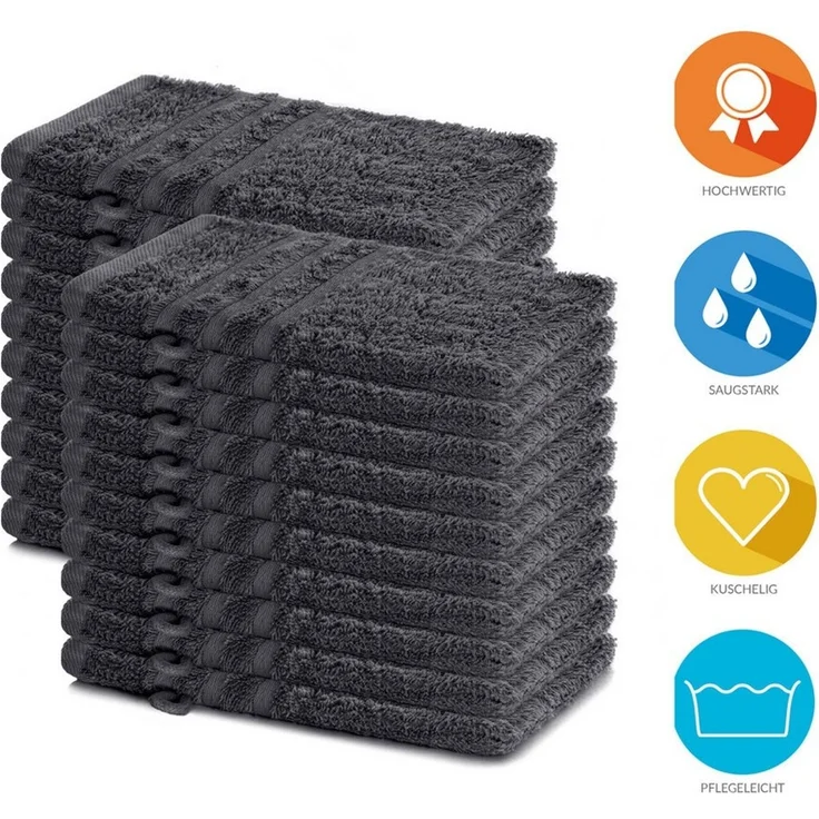 Lavea Waschhandschuh 20er Set Waschhandschuhe, 15 x 21 cm, Elena-Frottierserie, Waschlappen, (20-St), 500 g/m² Frottier, weich & saugstark, pflegeleicht – Bild 2