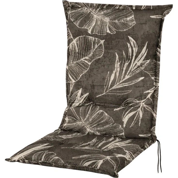 BURI 2x Hochlehner Auflage 117x49x6 cm - wetterfeste Gartenstuhlauflage mit Schaumkern & Vollvlies, Halteband & Bindebänder, bequemes Stuhlpolster für Balkon, Terrasse & Garten (Grau Blätter) – Bild 9