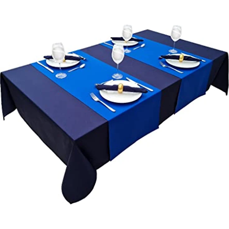 Hochwertige Tischdecke Tischwäsche aus 100% Baumwolle Kollektion Konzept, Farbe & Größe wählbar (Tischdecke - 120x200 cm, Marineblau) – Bild 3