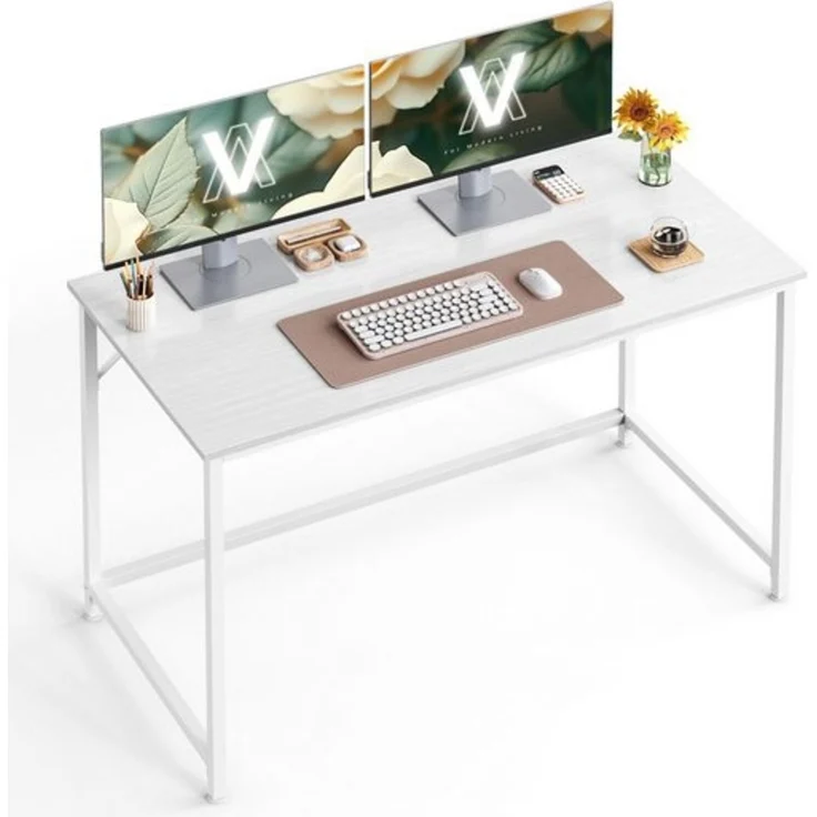 VASAGLE Schreibtisch, Kleiner Computertisch, Bürotisch, für Arbeitszimmer, Schlafzimmer, 60 x 120 x 76 cm, moderner Stil, Metallgestell, ahornweiß – Bild 2