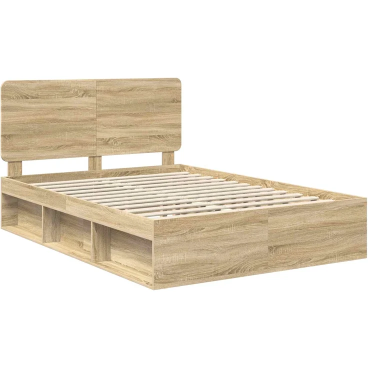 vidaXL Bettrahmen Sonoma-Eiche 150 x 200 cm Massives Kiefernholz 3412472 – Bild 3