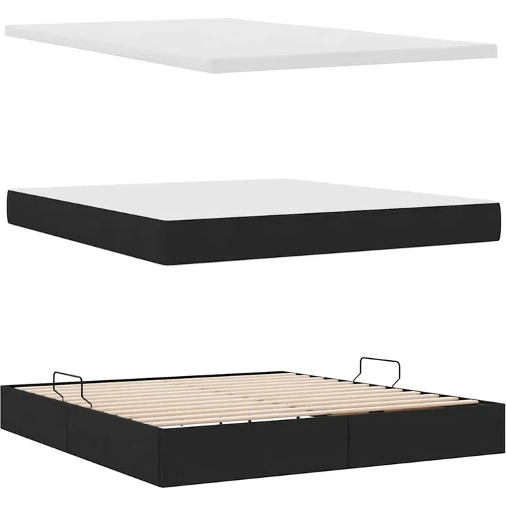 vidaXL LED-Speicherbett mit Matratze Schwarz 180 x 200 cm Stoff 3371162 – Bild 9