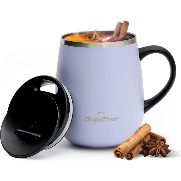 Grandties Isolierter Kaffeebecher mit Griff, Schiebedeckel für spritzwassergeschützte 473 ml, Form Thermosbecher mit doppelwandigem Vakuum-Edelstahl, hält Getränke heiß & kalt–Sanctuary – Bild 1