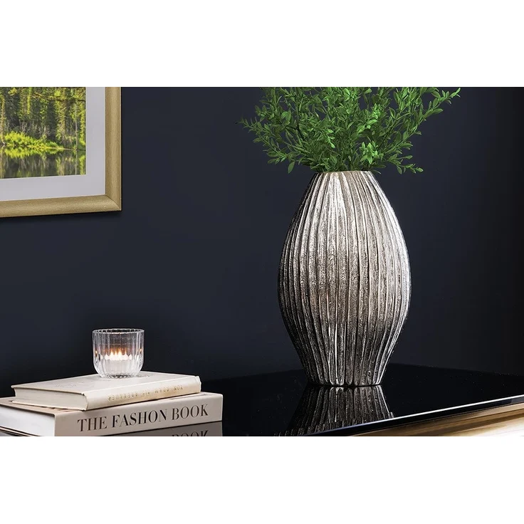 riess-ambiente Dekovase ELEGANCE 35cm silber antik · Blumenvase aus Metall fürs Wohnzimmer (Einzelartikel, 1 St), Tischdeko · handmade · Hammerschlag Design · Accessoire – Bild 3