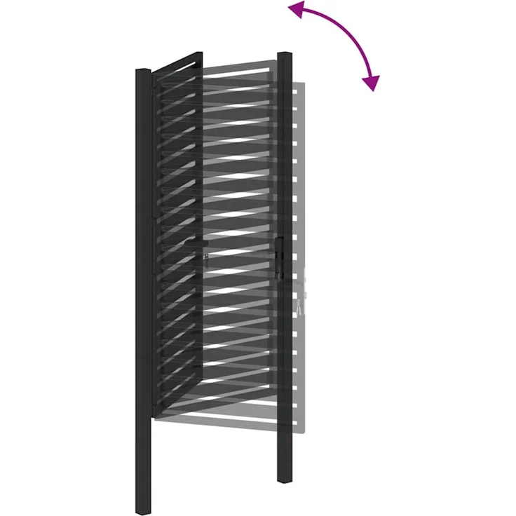 vidaXL Gartentor Abschließbar Schwarz 100x180 cm Aluminium 42004149 – Bild 8
