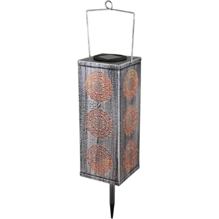 GLOBO LIGHTING Außen-Stehlampe Globo LED Solarleuchte Metall silber/grau Erdspieß – Bild 1