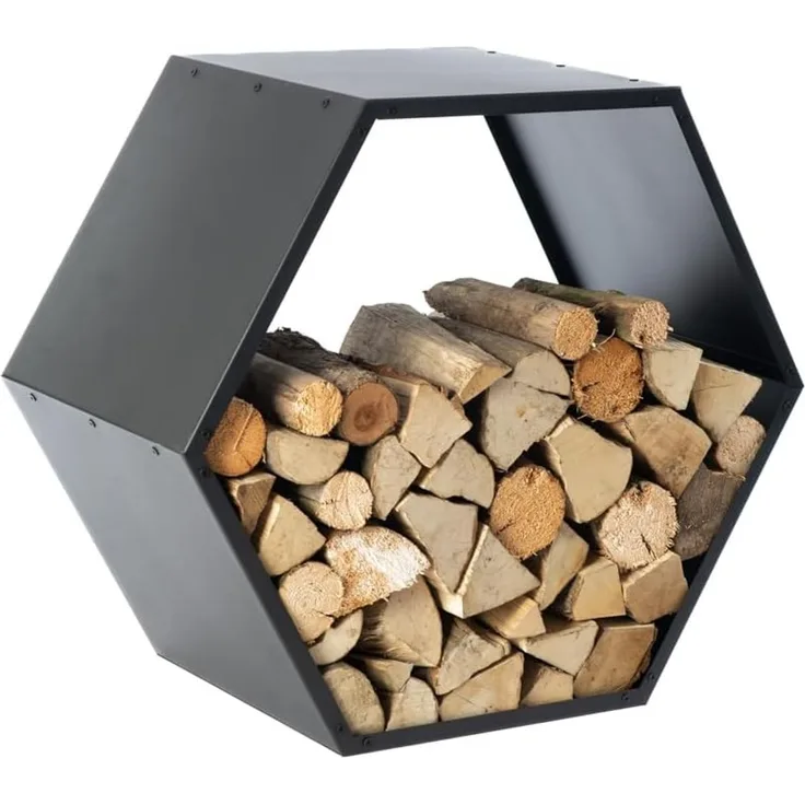 Westmann Stahl Kaminholzregal Biene | Schwarz | 88x45x77 cm