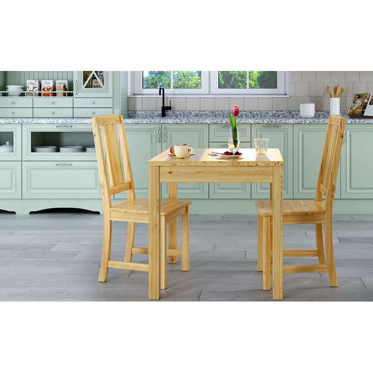Stilvolle kleine Essgruppe mit Tisch und 2 Stühle Kiefer natur Massivholz 90.70-50 A -Set 22 – Bild 2