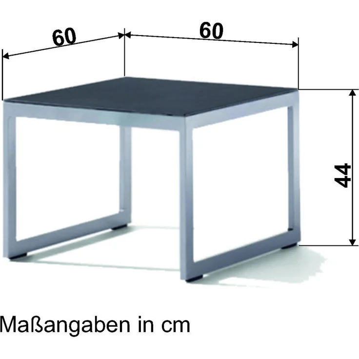 Gartentisch >Lounge< in eisengrau, Spraystone Glasplatte - 60x44x60cm (BxHxT) – Bild 2