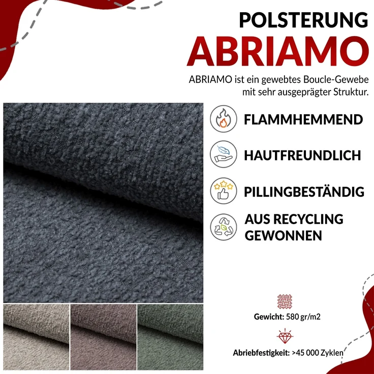 Ecksofa L-Form Couch mit Schlaffunktion und Verstellbare Kopfstützen - GUSTAW - Grau Boucle - Rechts – Bild 5