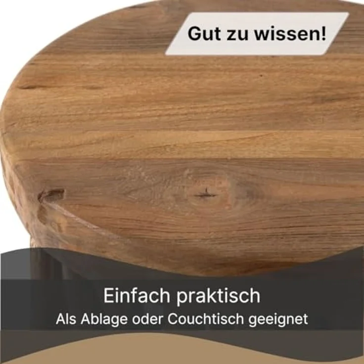 DESIGN DELIGHTS Beistelltisch BEISTELLTISCH "WOODS", Mahagoni, Äste Couchtisch, Holzhocker – Bild 5
