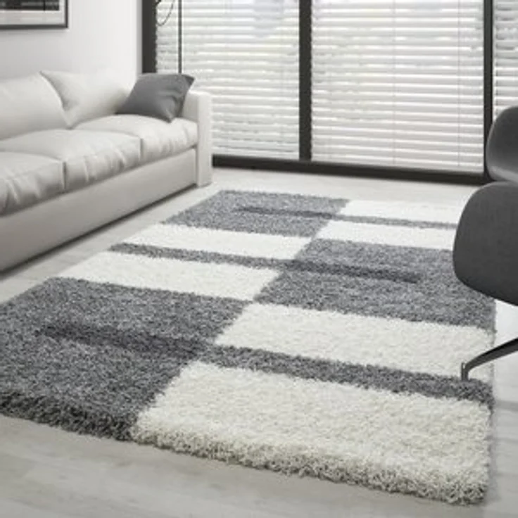 Carpettex Hochflor-Teppich Kariert Design, Rund, Höhe: 30 mm, Teppich Kariert Design Teppich im modern Stil Teppich Wohnzimmer – Bild 6