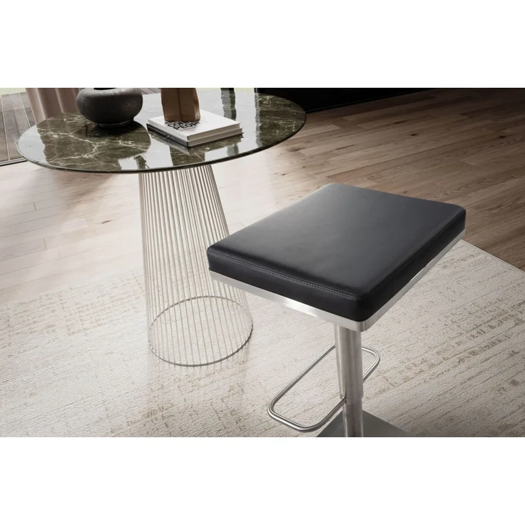 Barhocker Schwarz Kunstleder Edelstahl Barstuhl Modern, Design Tresenstuhl Dr... – Bild 5