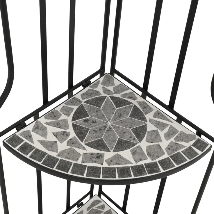 DEGAMO SIENA Eckregal, Metall + Mosaik, schwarz/grau, drei Ebenen 142cm – Bild 5