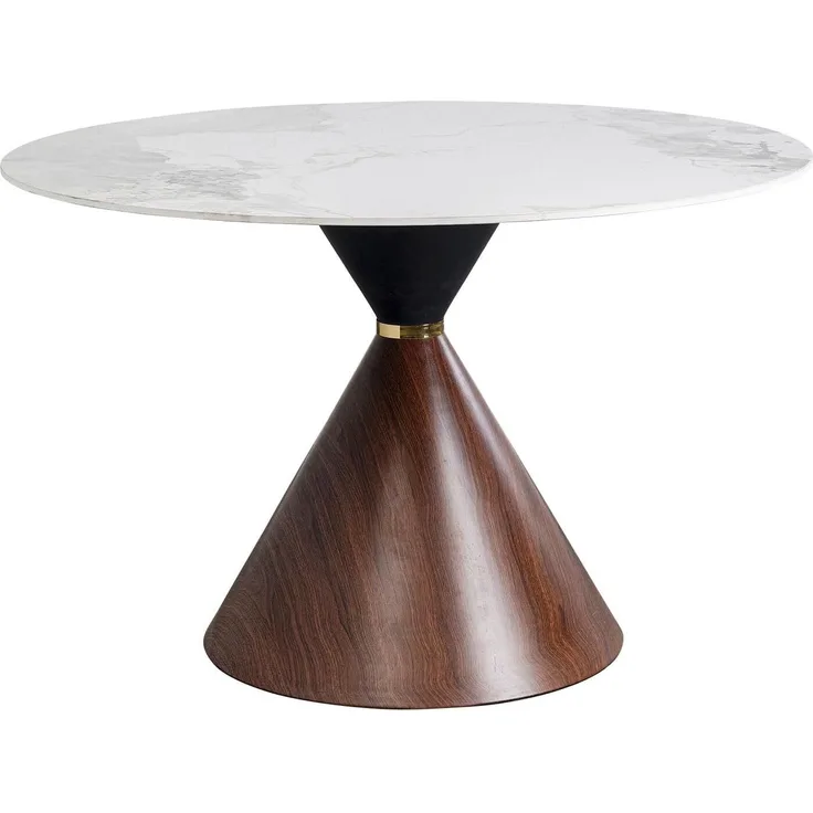Kare Design Tisch Cono, Braun/Weiß, 120cm Durchmesser, Esstisch, Platz für 4-6 Personen, Stahlgestell in Holzoptik, Esszimmer, Wohnzimmer, Rund