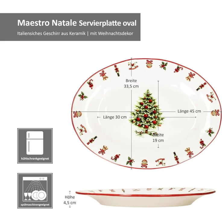MamboCat Servierplatte Maestro Natale Servierplatte oval Keramik XXL-Teller Beilagen Braten, Keramik – Bild 5