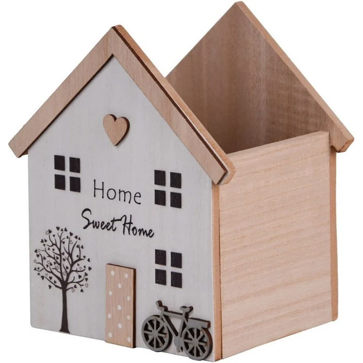 UNUS HOME Dekokiste Aufbewahrungsbox Holz (17x15x11 cm), Hausform aus Holz, „Home Sweet Home“-Motiv, dekorativ und praktisch – Bild 2