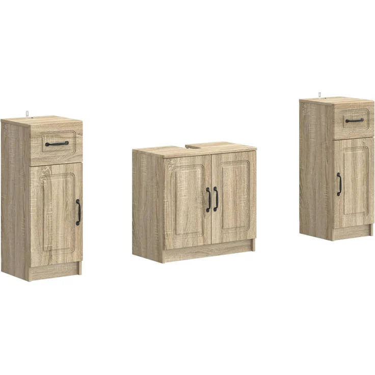 vidaXL 3-teiliges Badezimmer-Schranksystem UTRECHT 3 stk. Sonoma-Eiche 3418055 – Bild 2