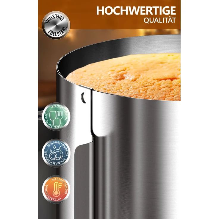 Aurelia Home Tortenring verstellbar aus Edelstahl – 15 cm hoch, Ø 16–30 cm – Bild 4