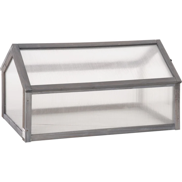MELAYR, Mini-Gewächshaus, Kompaktes Pflanzenhaus aus Holz, Polycarbonat-Platten, 90 x 52 x 49.5 cm, Grau – Bild 2