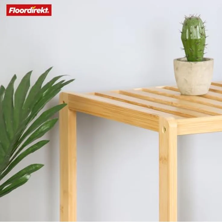 Floordirekt Bambus Regal, schmales Standregal für Badezimmer, Schlafzimmer, Wohnzimmer, Holzregal mit 3/5 Etagen, Regal Größe 34 x 33 x 146 cm (Lowa) (5 Etagen) – Bild 6